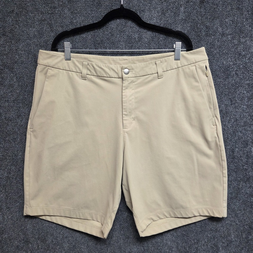 Lululemon Commission Shorts Mens 38 Beige Classic Fit Warpstream Preppy Casual